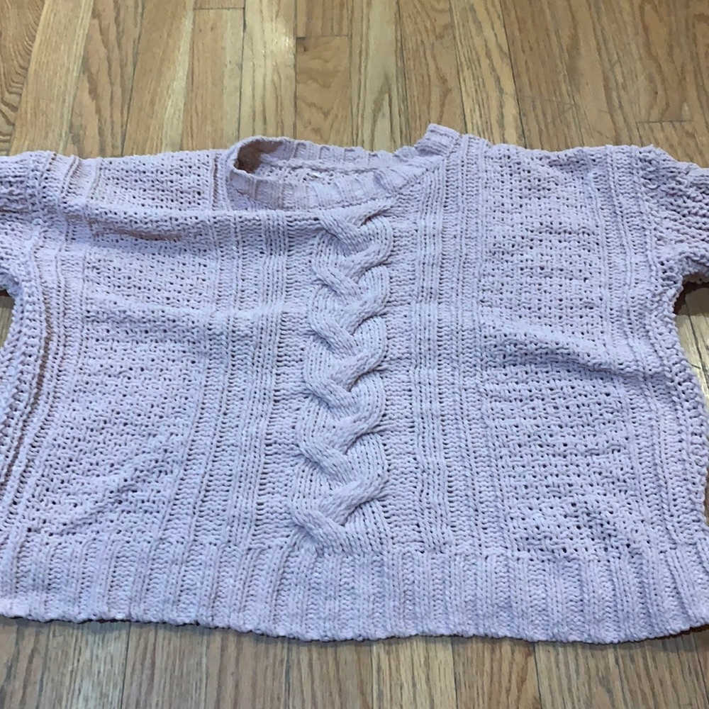 Pink crochet type sweater from American Eagle